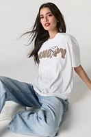 Snoopy Chenille Embroidered Graphic Boyfriend T-Shirt