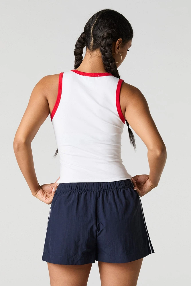 Camisole à col rond et bordure contrastante imprimé