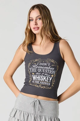 Whiskey is the Answer Graphic Ribbed Tank
