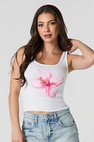 Hibiscus Graphic Ribbed Tank