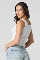 Hibiscus Graphic Ribbed Tank