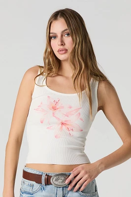 Floral Graphic Ribbed Tank