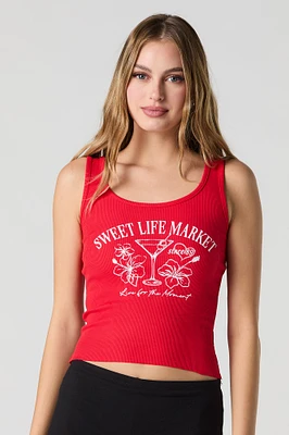 Martini Graphic Ribbed Tank