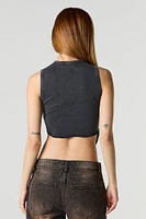 Western Graphic Washed Ribbed Asymmetrical Tank
