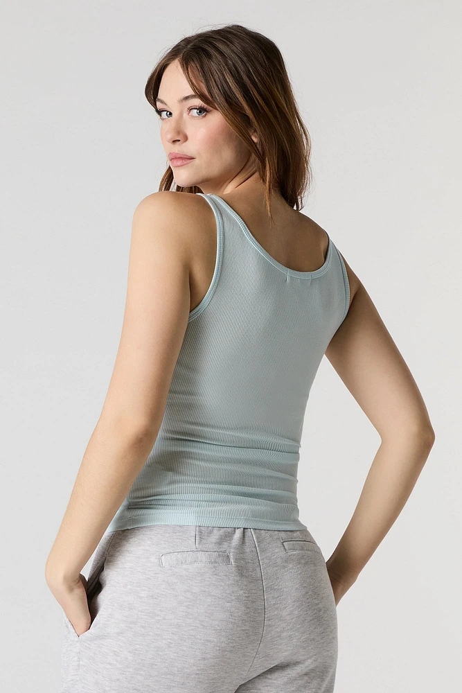 Camisole Henley côtelée à encolure ronde