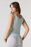 Camisole Henley côtelée à encolure ronde