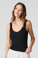 Ribbed V-Neck Skimmer Tank
