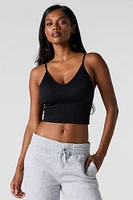 Seamless Ribbed V-Neck Cami with Built-In Bra Cups