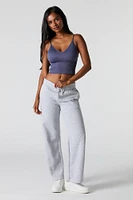 Seamless Ribbed V-Neck Cami with Built-In Bra Cups