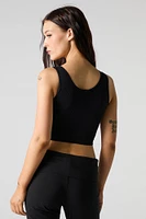 Seamless Ribbed Scoop Neck Tank with Built-In Bra Cups