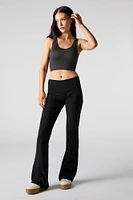 Seamless Ribbed Scoop Neck Tank with Built-In Bra Cups