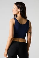 Seamless Ribbed Scoop Neck Tank with Built-In Bra Cups