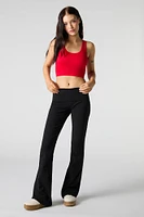 Seamless Ribbed Scoop Neck Tank with Built-In Bra Cups