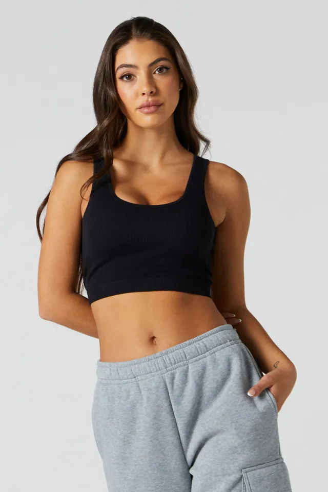Stitches Seamless Scoop Neck Cropped Tank