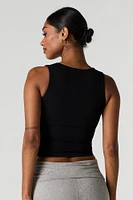 Seamless Ribbed Square Neck Tank with Built-In Cups