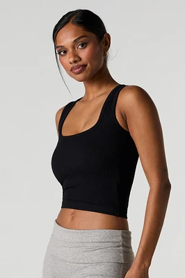 Seamless Ribbed Square Neck Tank with Built-In Cups
