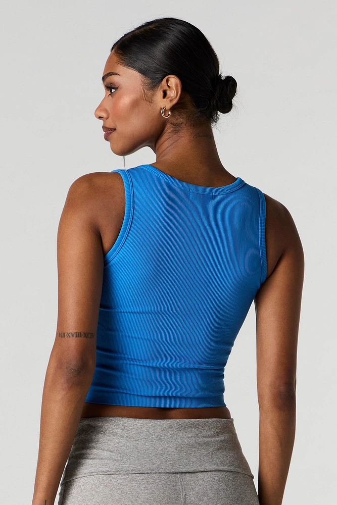 Seamless Ribbed Square Neck Tank with Built-In Cups