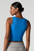 Seamless Ribbed Square Neck Tank with Built-In Cups