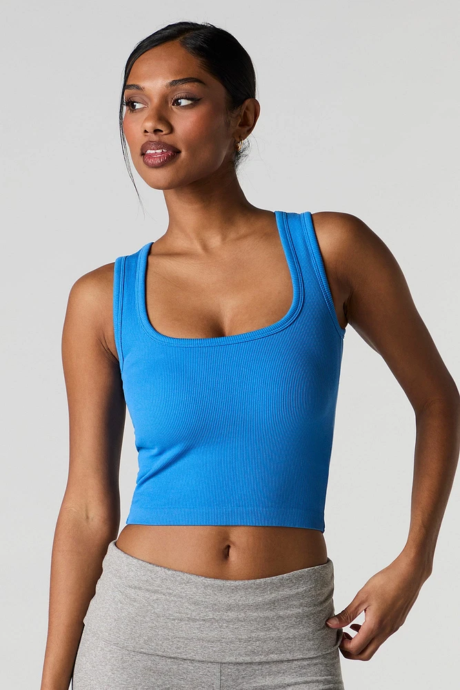 Seamless Ribbed Square Neck Tank with Built-In Cups
