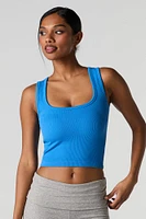 Seamless Ribbed Square Neck Tank with Built-In Cups