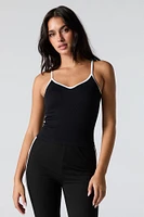 Seamless Ribbed Contrast Cami with Built Bra Cups