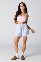 Seamless Ribbed Lace Trim Bralette with Built-In Cups