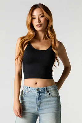 Seamless Exposed Seam Cami with Built-In Bra Cups