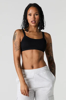 Seamless Ribbed Bralette with Built-In Cups