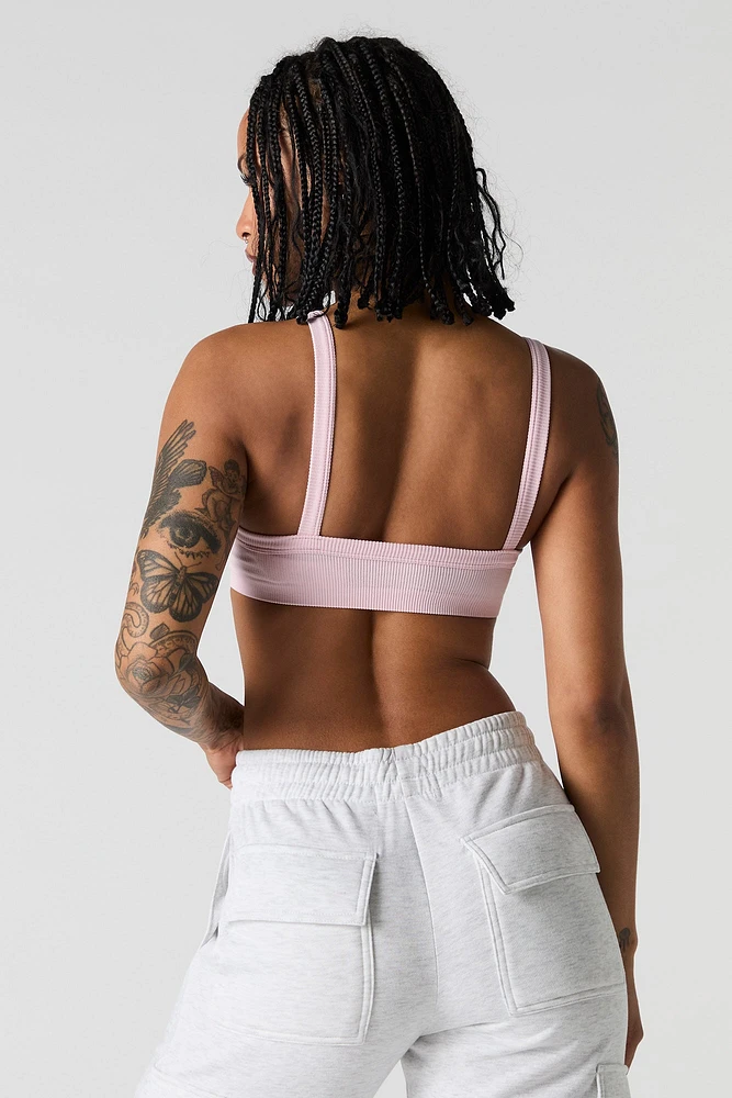 Seamless Ribbed Bralette with Built-In Cups