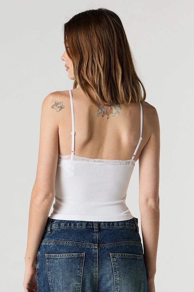 Camisole côtelée sans couture avec encolure en V