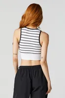 Striped Seamless Ribbed High Neck Tank