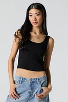 Cropped Ribbed Scoop Neck Tank