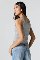 Cropped Ribbed Scoop Neck Tank