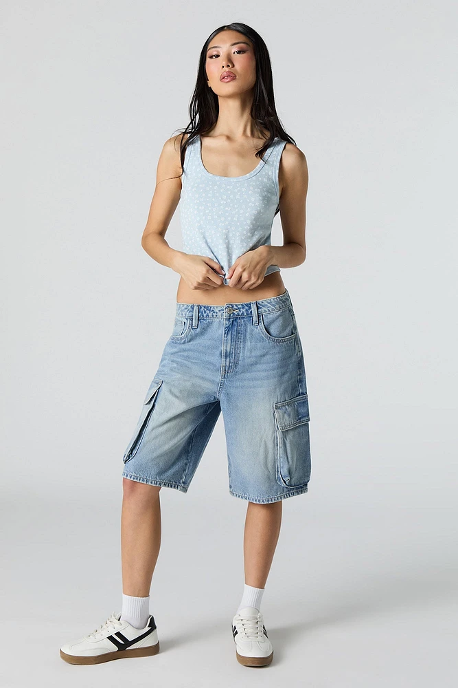 Cropped Ribbed Scoop Neck Tank