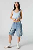 Cropped Ribbed Scoop Neck Tank