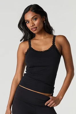 Scoop Neck Lace Trim Tank