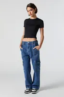 Medium Wash Cargo Pocket Skater Jean