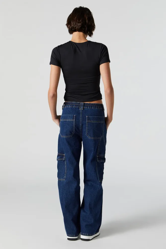 Dark Wash Cargo Pocket Skater Jean