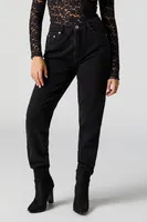 High Rise Black Wash Mom Jean