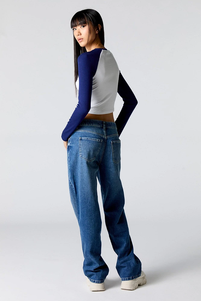 Dark Wash Slouchy Straight Leg Jean