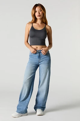 Vintage Medium Wash Wide Leg Stretch Jean