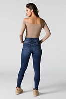 Dark Wash Stacked Waist Stretch Skinny Jean