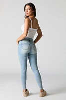 Light Wash Stacked Waist Stretch Skinny Jean