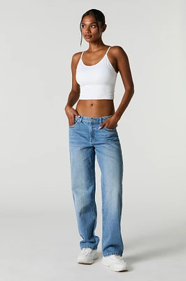 Medium Wash Slouchy Straight Leg Jean