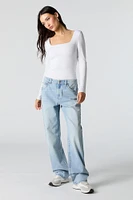 Light Wash Straight Leg Jean