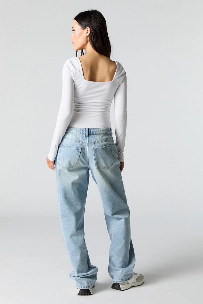 Light Wash Slouchy Straight Leg Jean