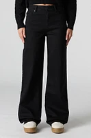 Black Wash High Rise Stretch Wide Leg Jean