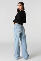 Light Wash High Rise Stretch Wide Leg Jean