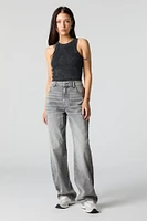 Grey Wash High Rise Wide Leg Jean