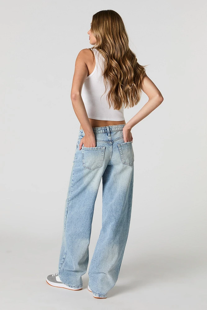 Vintage Light Wash Low Rise Baggy Jean